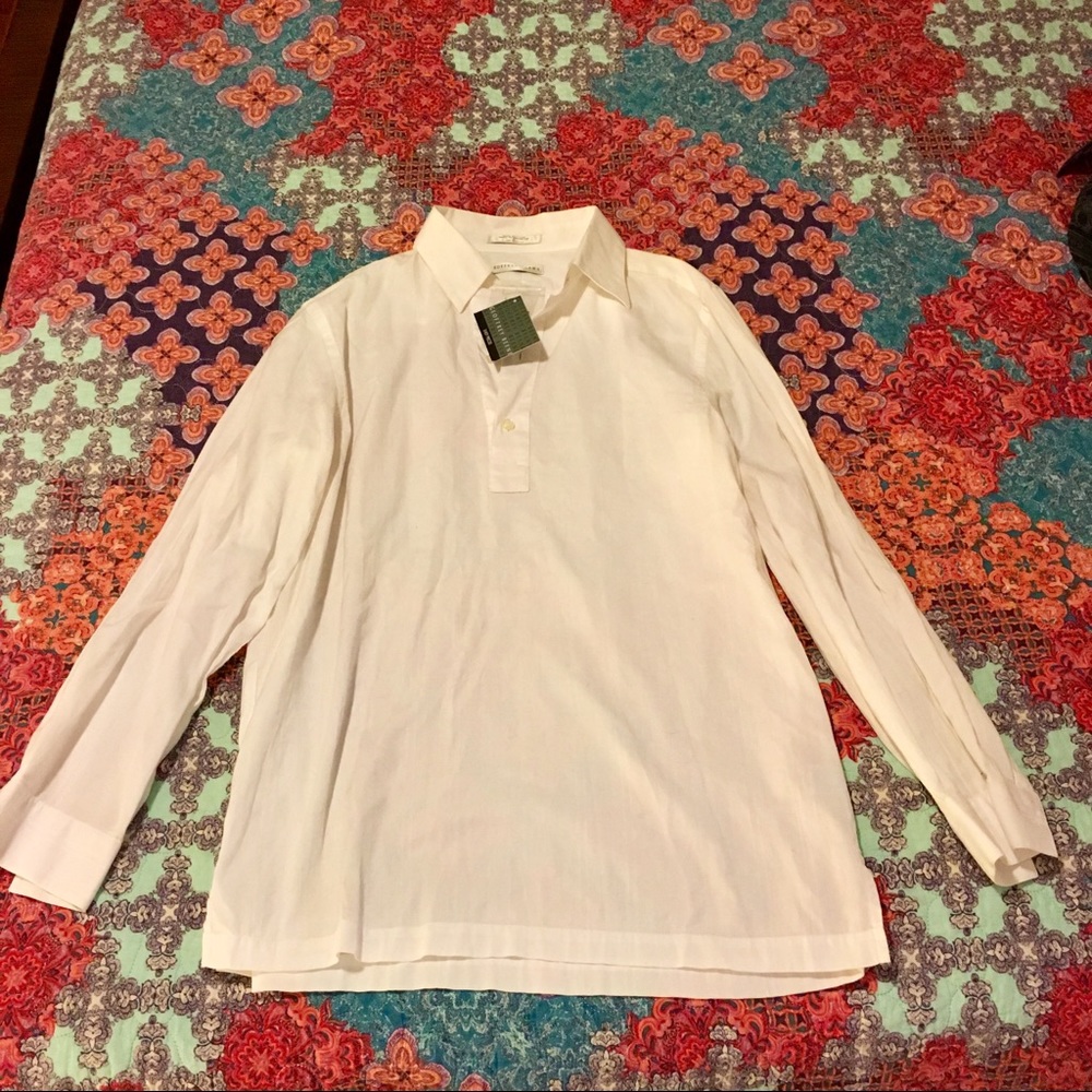 New w/ tags Geoffrey Beene men’s white boho shirt